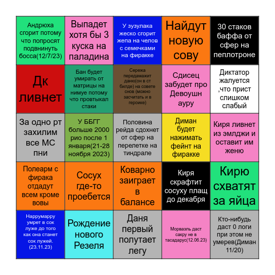 Мифик Амирдрассил Bingo Card