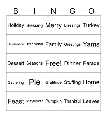 Thanksgiving Bingo Card