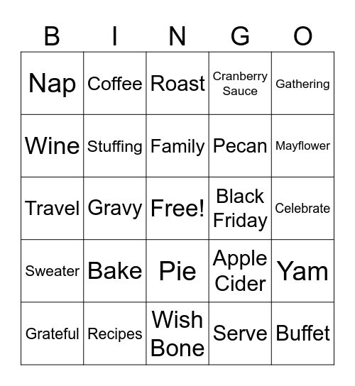 Thanksgiving Bingo Card