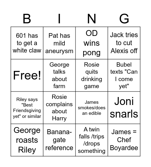 Friendsgiving Bingo Card