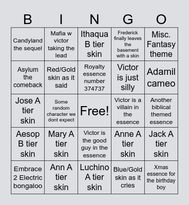 Victor's E3 Bingo Card