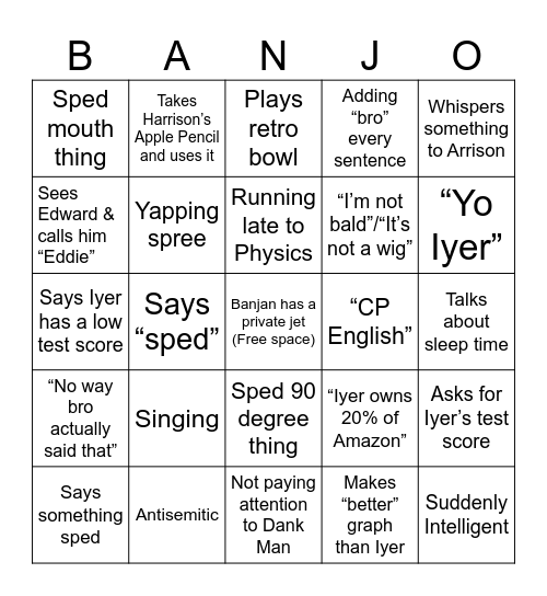 Babu Bingo Card
