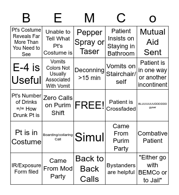 EMS BINGO Card