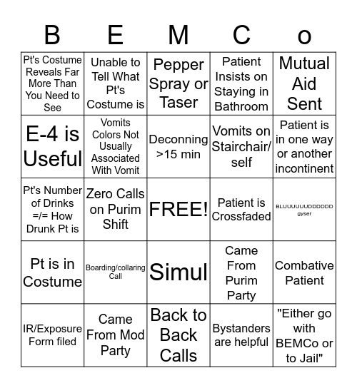 EMS BINGO Card