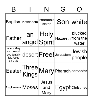 CCD Bingo Card
