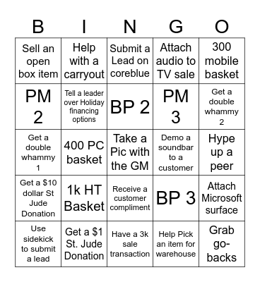 Work Hard, Play Harder Bingo Card