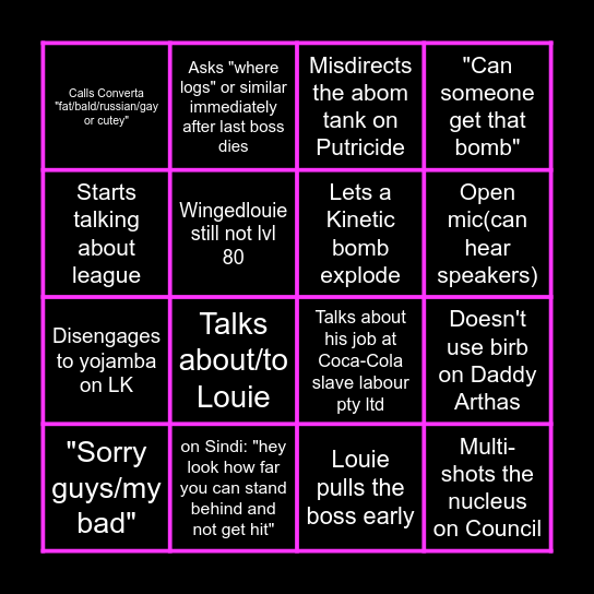 Griefenheisen BINGO Card