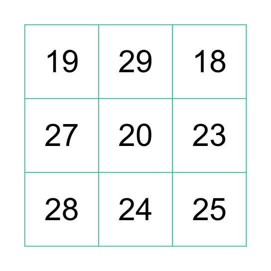 Additions (orange/green) Bingo Card