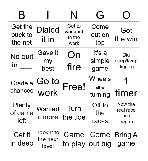 Sports! Bingo Card