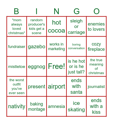 Hallmark Christmas Movie Bingo Card