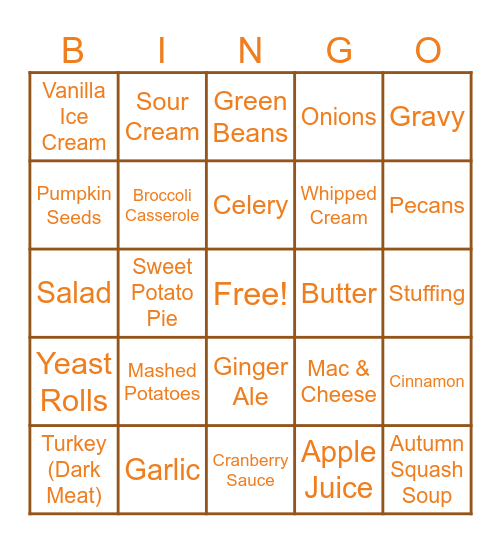 Thanksgiving Bingo Card