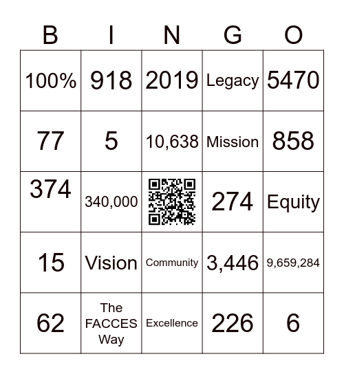 FACCES Bingo Card