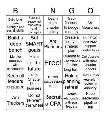Great AMA Leaders... Bingo Card