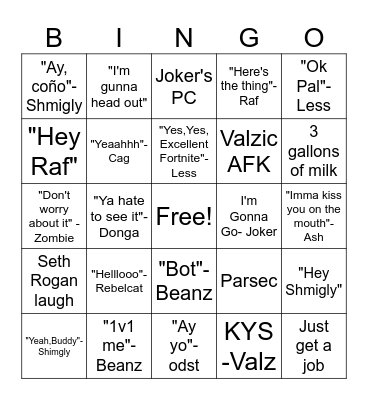 Halo Divine Bingo Card