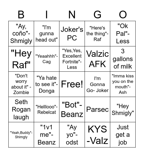 Halo Divine Bingo Card