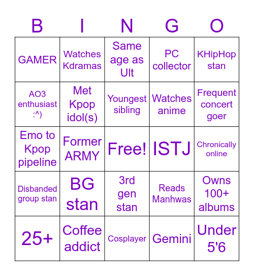 MelodytinyJoyyy Bingo! Bingo Card