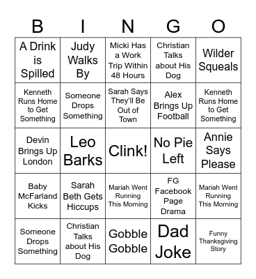 Micki's Friendsgiving Bingo Card
