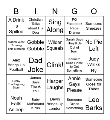 Micki's Friendsgiving Bingo Card