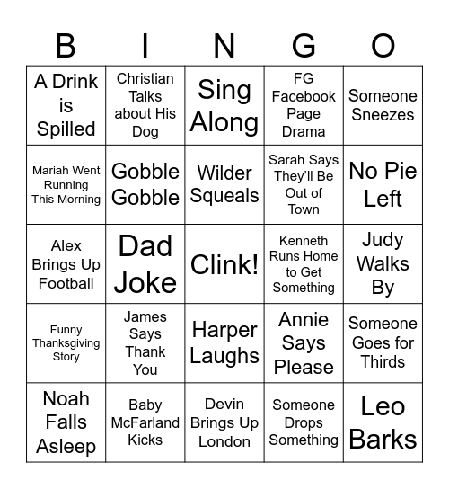 Micki's Friendsgiving Bingo Card