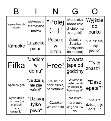 Bar(m)ańskie bingo Card
