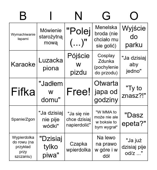 Bar(m)ańskie bingo Card