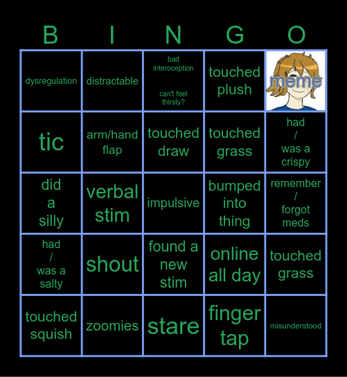 AuDHD and neurospicy spectrum day Bingo Card