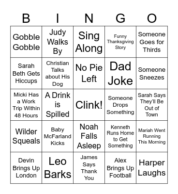 Annie's Friendsgiving Bingo Card