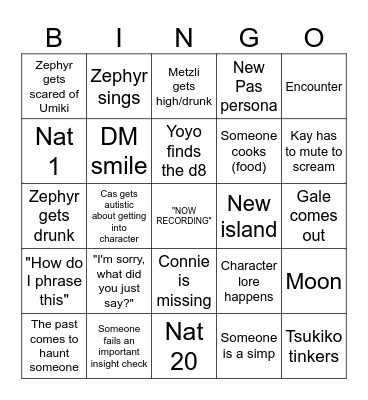 What Lies Between Bingo Card