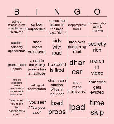 Dhar Mann Bingo v2 Bingo Card