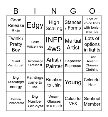 Hwei Bingo Card