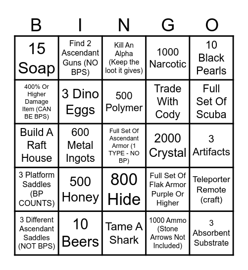 ARK BINGO! Bingo Card