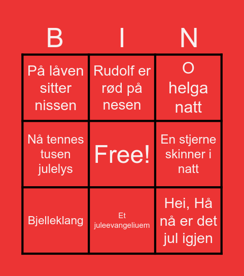 Julebingo Nedre Granåslia 2023 Bingo Card