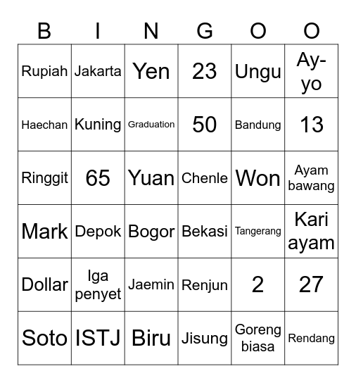 Reenjun Bingo Card