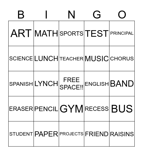 TBS Bingo Card