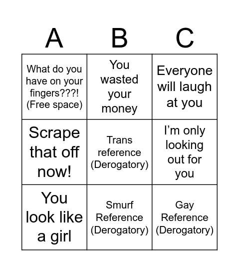 What will Zuzu’s Dad say bingo Card