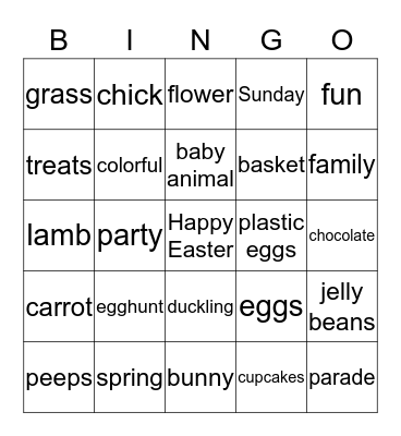 Easter Bingo Card