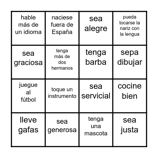 Una persona que... Bingo Card