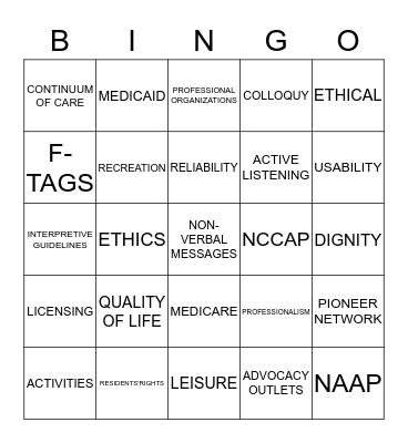 MEPAP PART 1 EXAM 1 Bingo Card