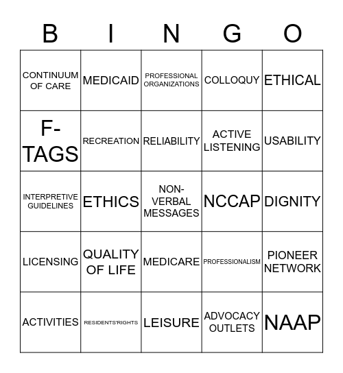 MEPAP PART 1 EXAM 1 Bingo Card