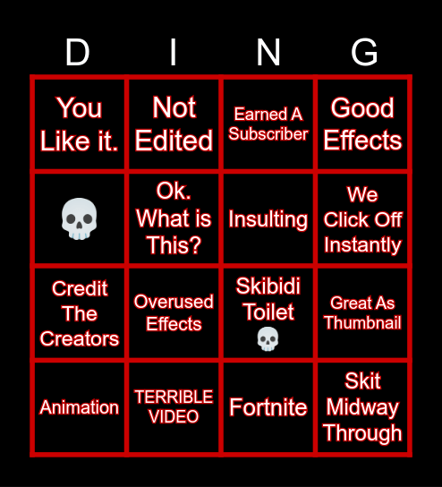 Random Video Bingo Card