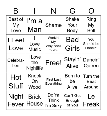 Disco Singo Bingo Card