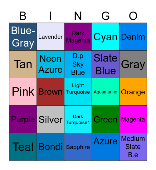 Color Bingo I - II Bingo Card