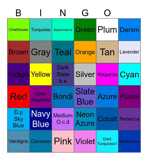 Color Bingo I - II Bingo Card