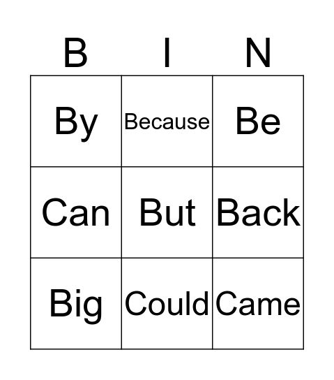 100 Most Used Words Bingo Card