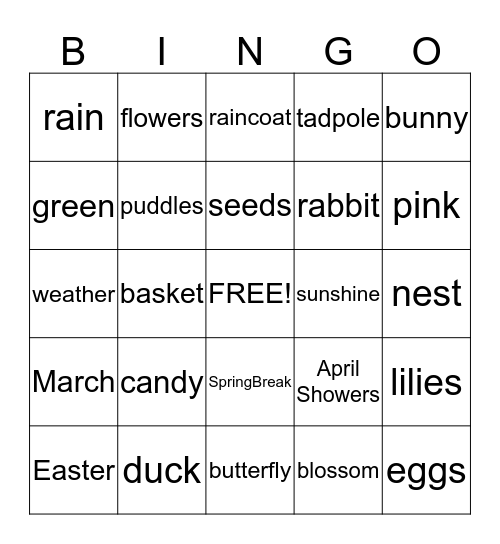 Spring Bingo Card