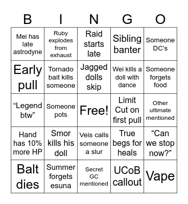 Ultimate Suffering - TEA Edition Bingo Card
