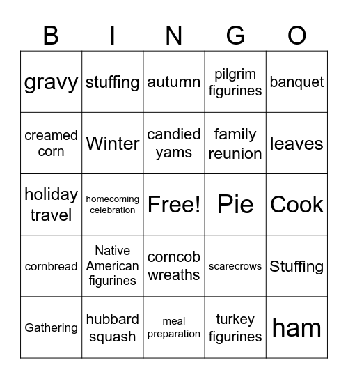 THANKSGIVING Bingo Card