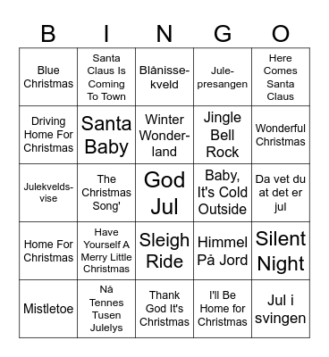 Jule Musikk Bingo Card