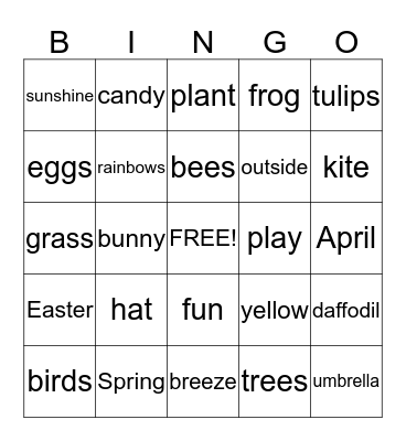 Spring Bingo Card