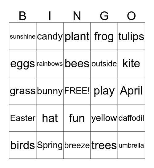 Spring Bingo Card